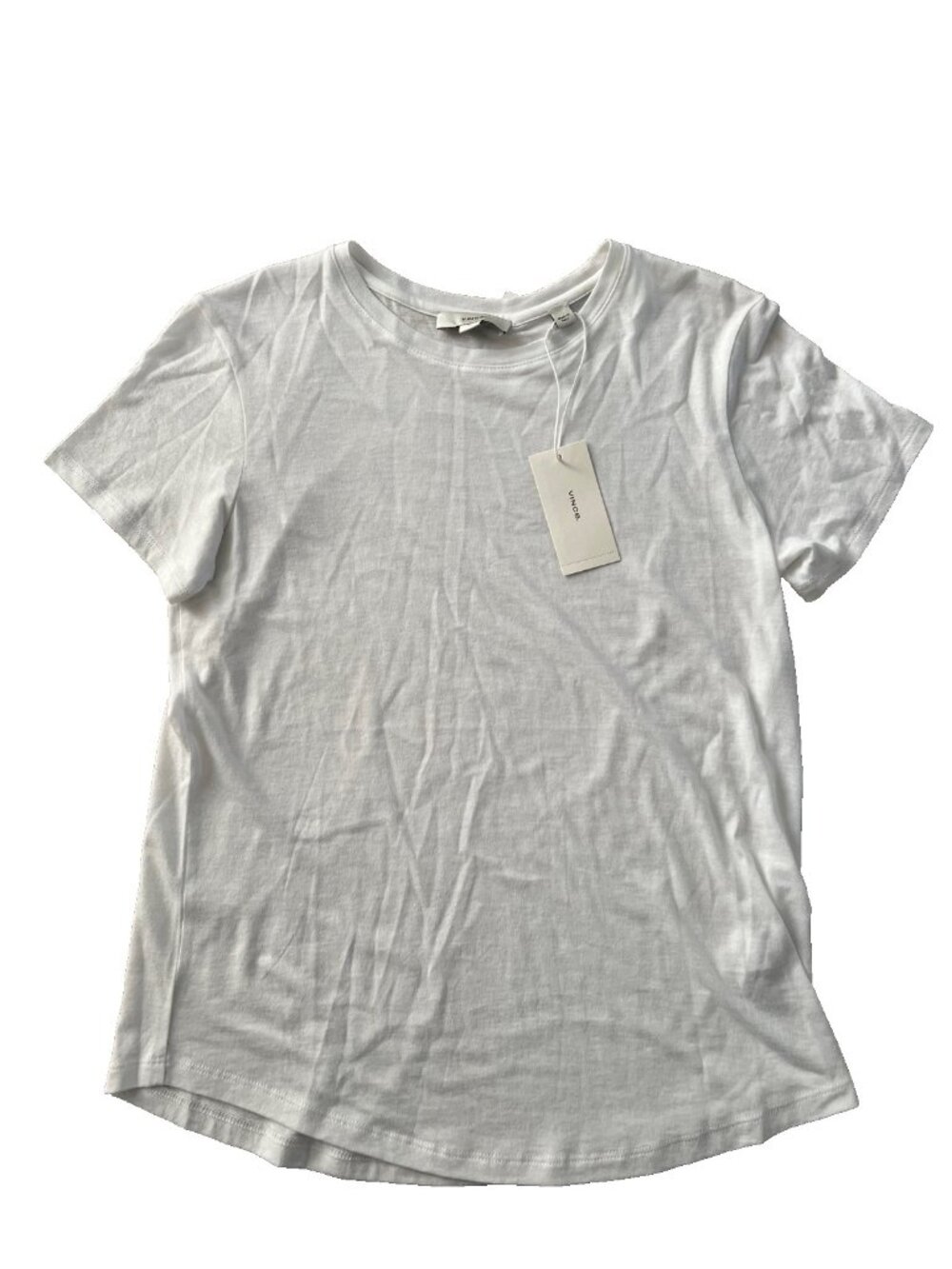 Vince. Crewneck Short-Sleeve Shirttail Tee White ( S )